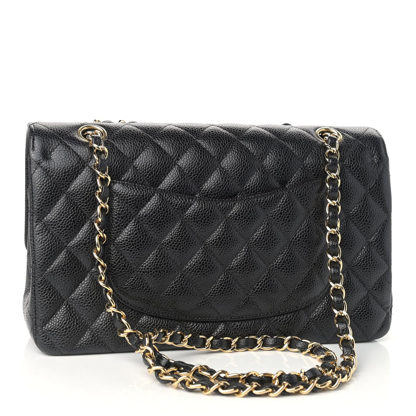 Caviar Quilted Medium Double Flap Black