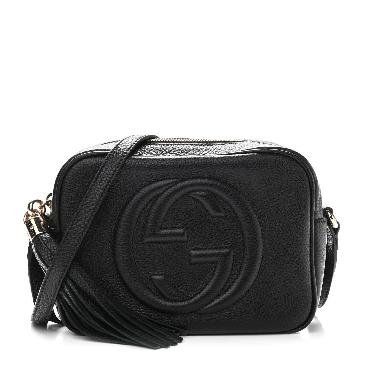 Pebbled Calfskin Small Soho Disco Bag Black