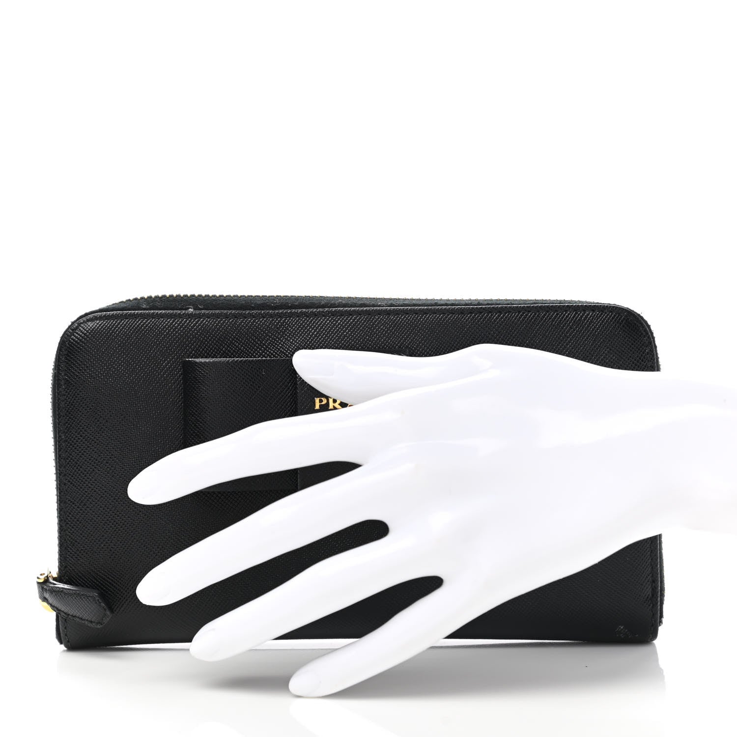 Prada Saffiano Fiocco Bow Zip Around Wallet Black 2 of 8