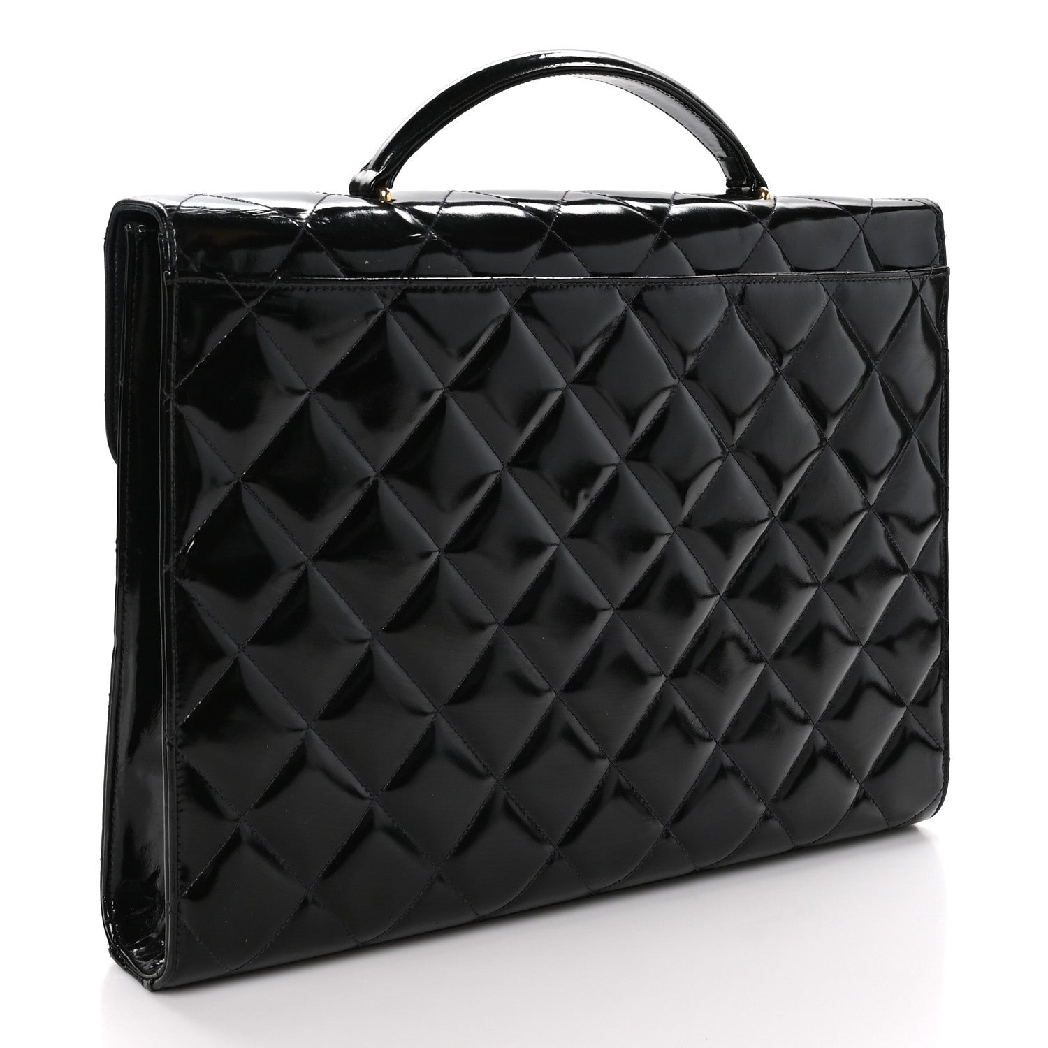 Chanel Patent Quilted Briefcase Laptop Bag Black 3 of 11