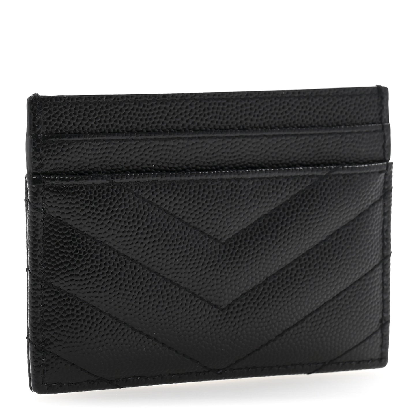 Grain De Poudre Matelasse Chevron Monochrome Monogram Credit Card Case Black