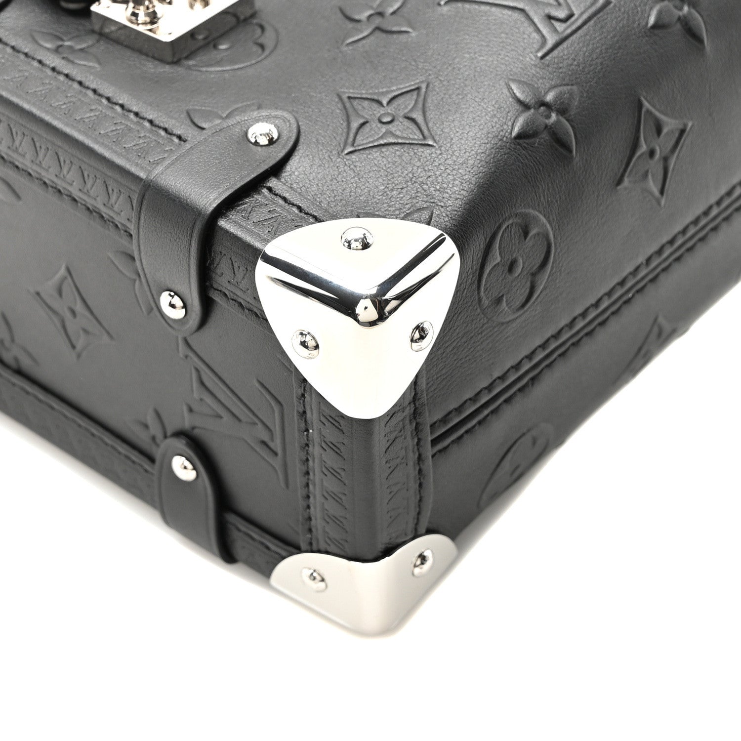 Louis Vuitton Calfskin Debossed Monogram Side Trunk Black 8 of 9