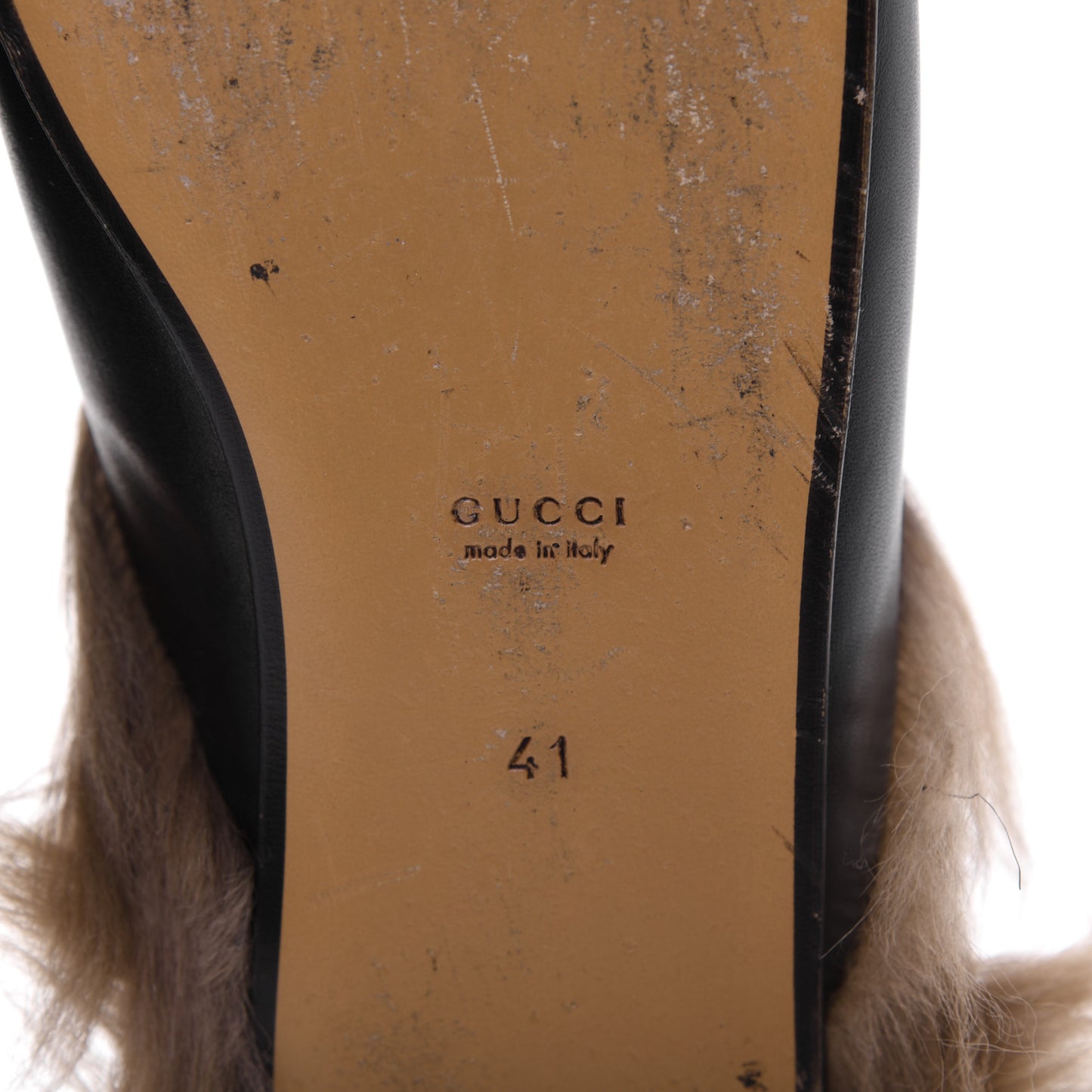 Calfskin Fur Womens Princetown Slippers 41 Black