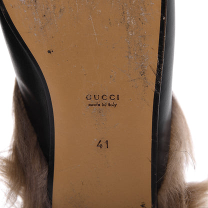 Gucci Calfskin Fur Womens Princetown Slippers 41 Black 7 of 9