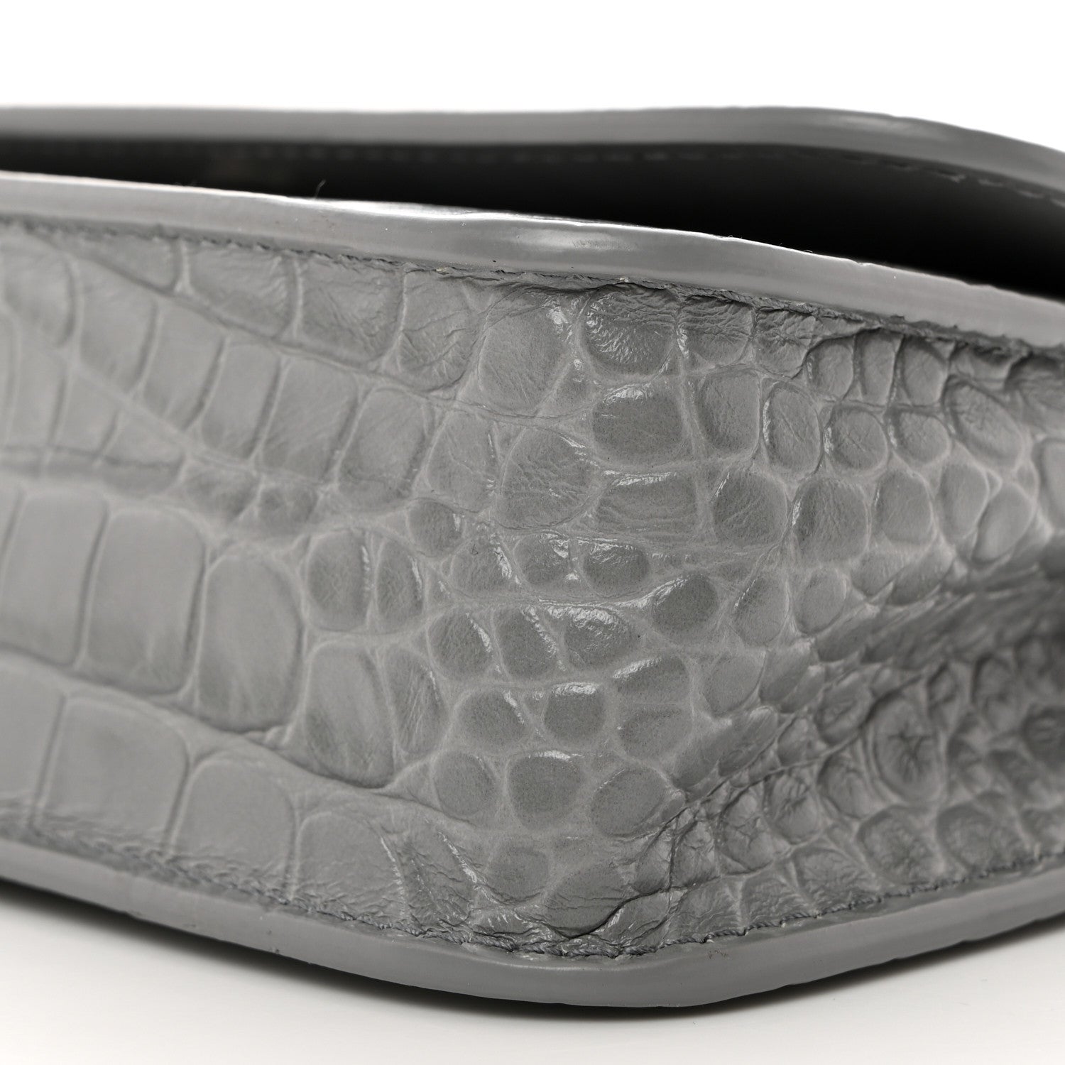 Balenciaga Extra Supple Calfskin Crocodile Embossed Gossip Chain Bag XS Grey 11 of 11