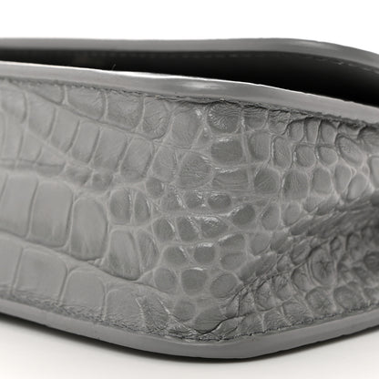 Balenciaga Extra Supple Calfskin Crocodile Embossed Gossip Chain Bag XS Grey 11 of 11
