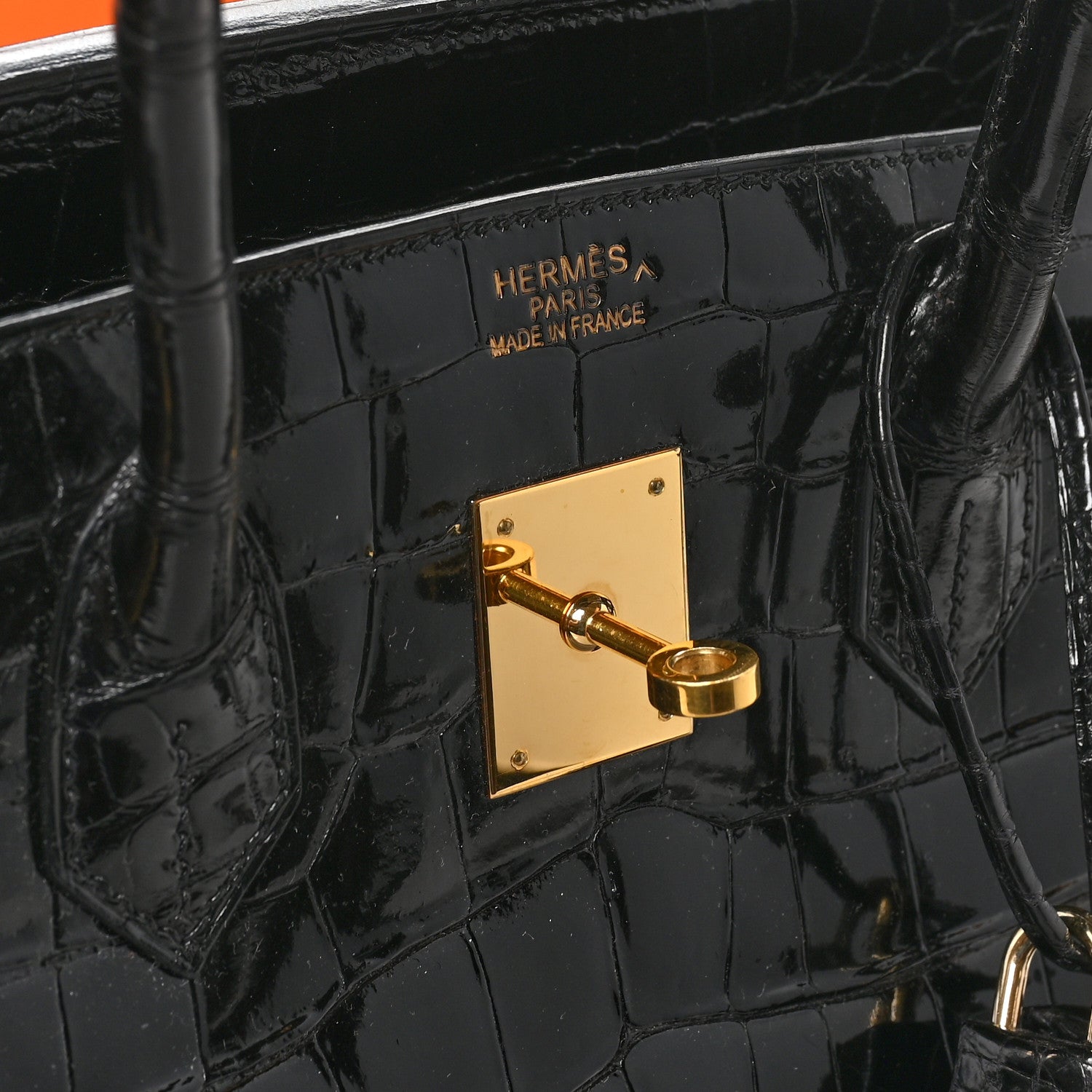 Hermes Shiny Porosus Crocodile Birkin 35 Black 7 of 11