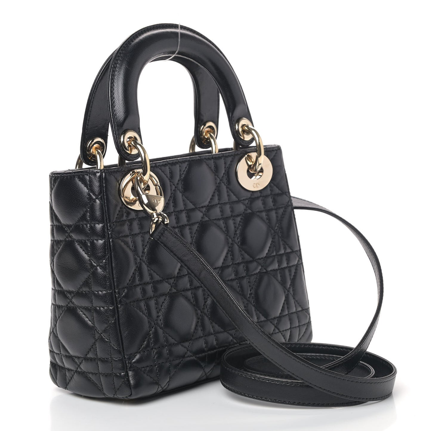 Lambskin Cannage Mini Pearl Lady Dior Black