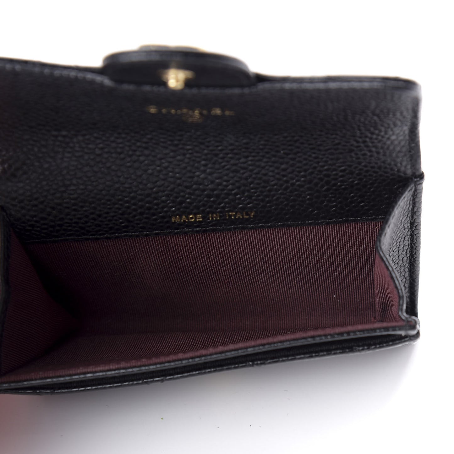 Caviar Quilted Flap Card Holder Black