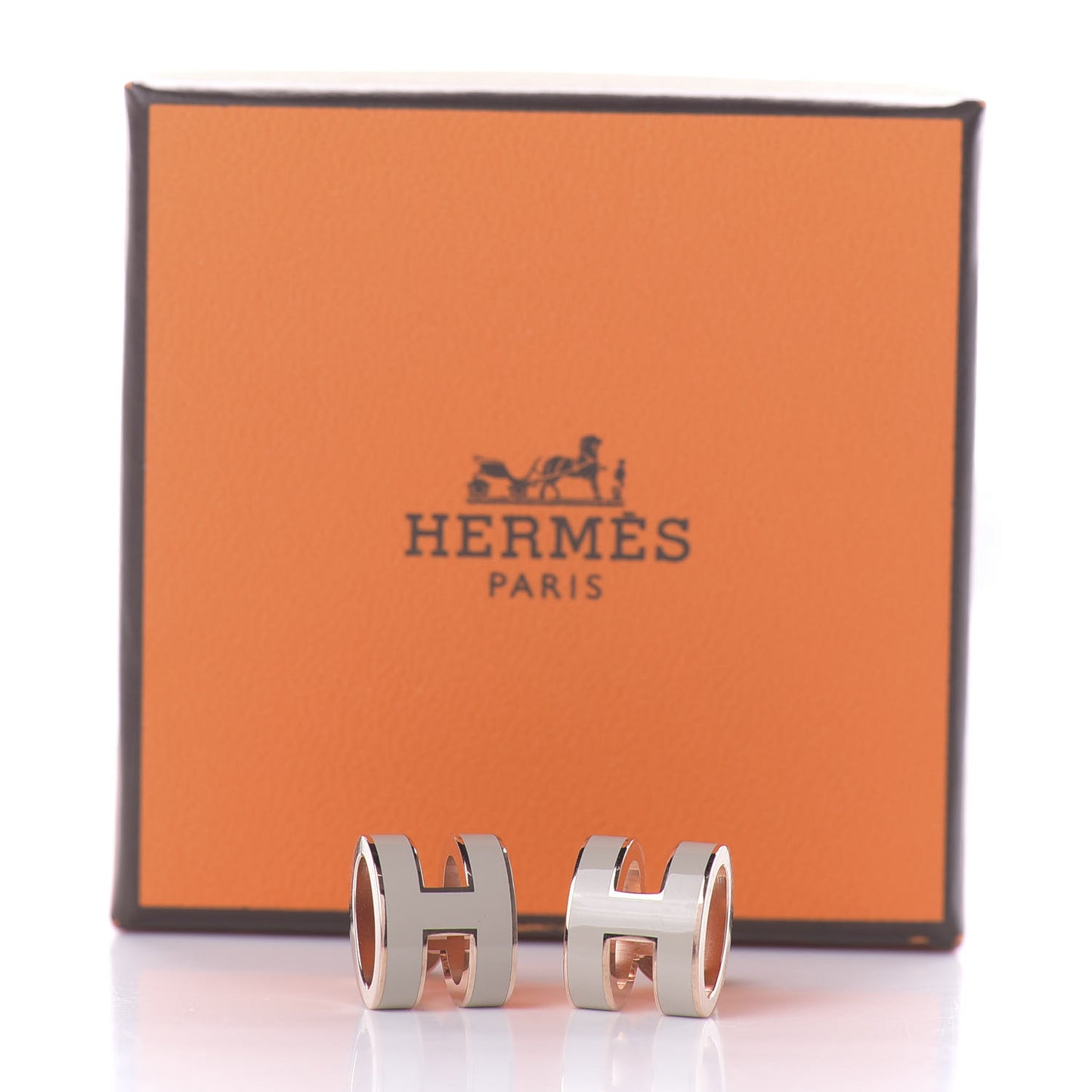 Rose Gold Lacquered Pop H Earrings Marron Glace