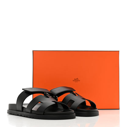 Hermes Calfskin Womens Chypre Sandals 36.5 Black 9 of 9