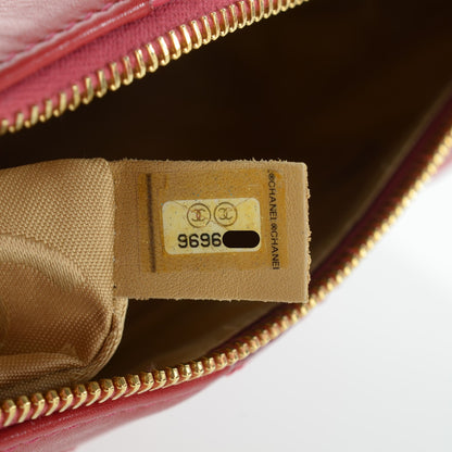 Chanel Lambskin Small CC Stitched Shoulder Bag Red Pink 6 of 7