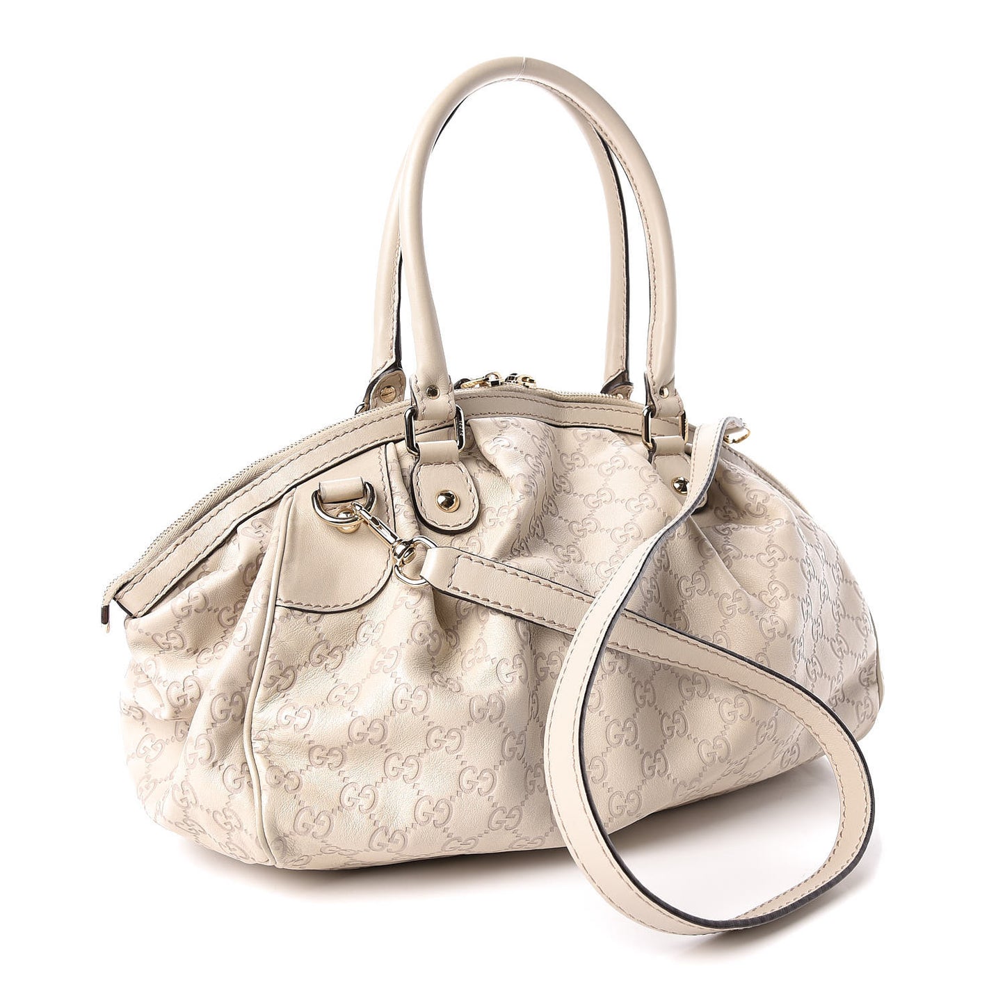 Guccissima Medium Sukey Boston Off White