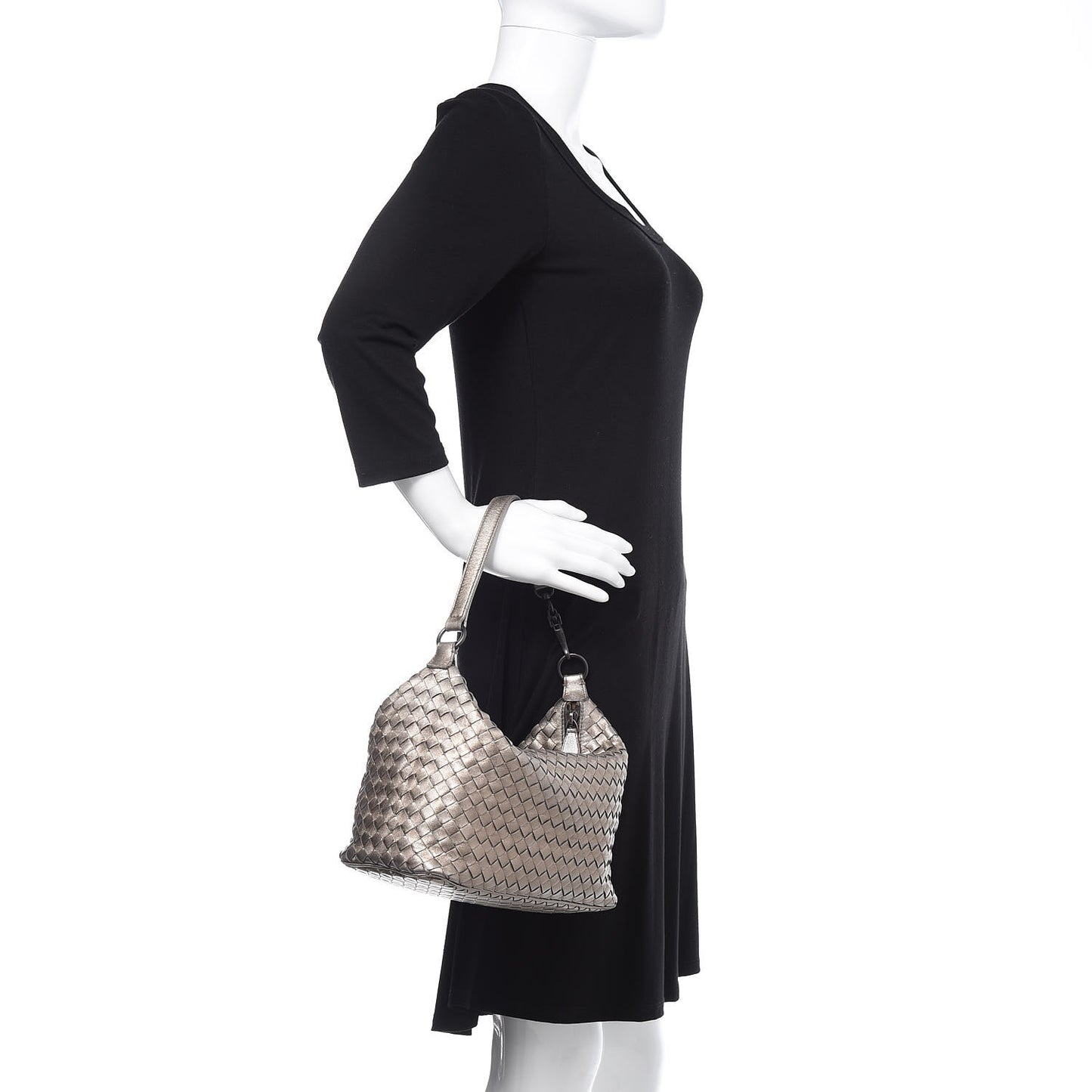Metallic Grosgrain Intrecciato Small Shoulder Bag