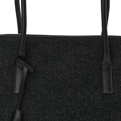 Prada Calfskin Wool Top Handle Bag Dark Grey 7 of 11