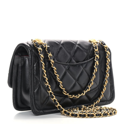 Chanel Shiny Lambskin Quilted Mini Flap Black 3 of 10