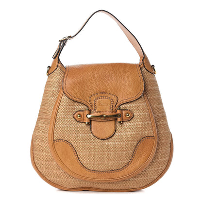 Gucci Libeccio Raffia Large New Pelham Shoulder Bag Light Brown 1 of 9