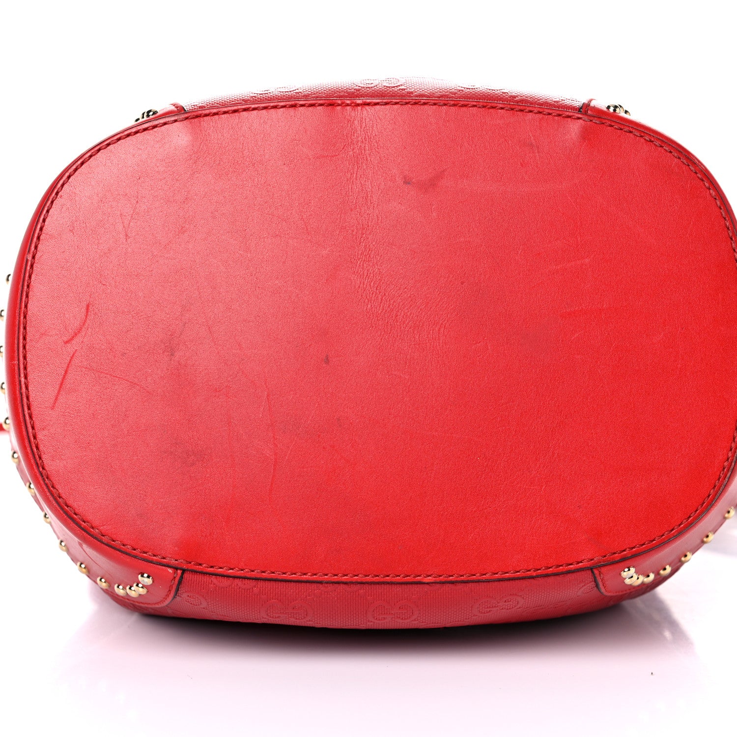 Gucci Bright Diamante GG Monogram Studded Medium Bucket Bag Red 18 of 33