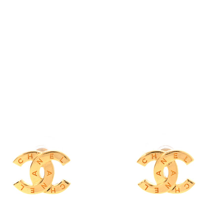 Chanel Metal CC Paris Button Stud Earrings Gold 1 of 4