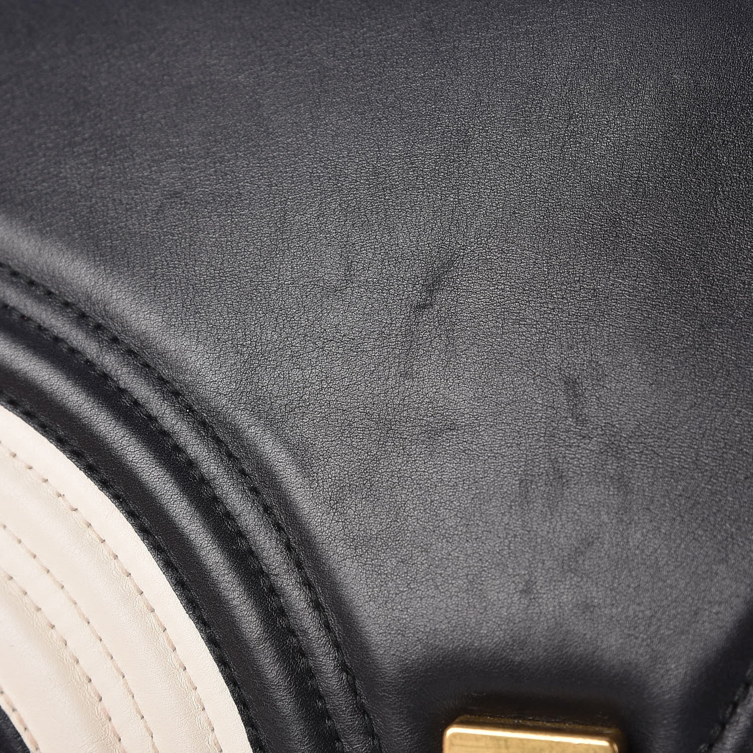 Gucci Calfskin Matelasse Medium GG Marmont Shoulder Bag Black White 11 of 13