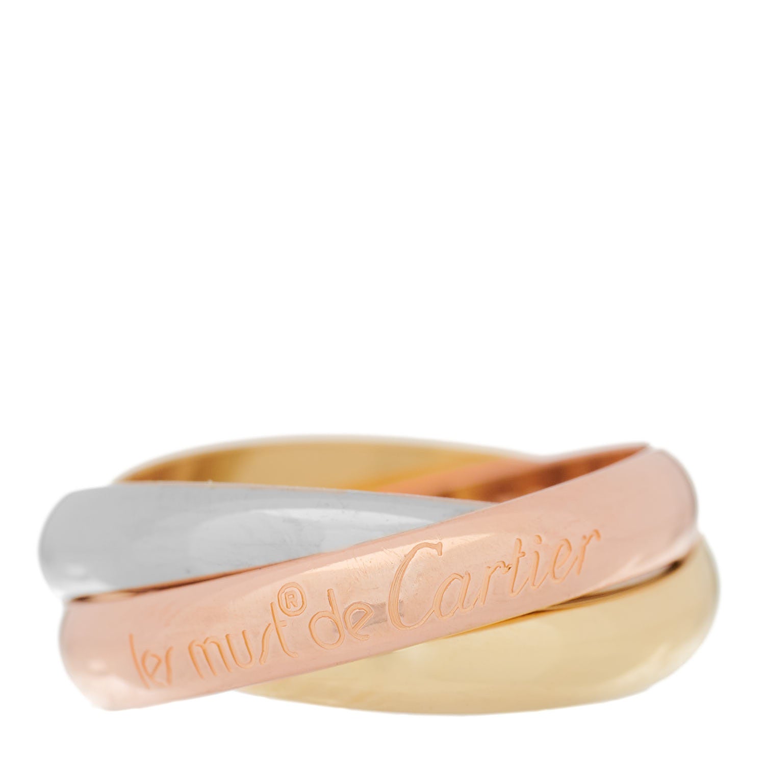 Cartier 18K Pink Yellow White Gold Classic Les Must De Cartier Trinity Ring 53 6.25 2 of 11