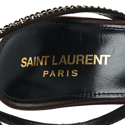 Saint Laurent Satin Crystal Ava 105 Sandals 37 Amaranth 7 of 8