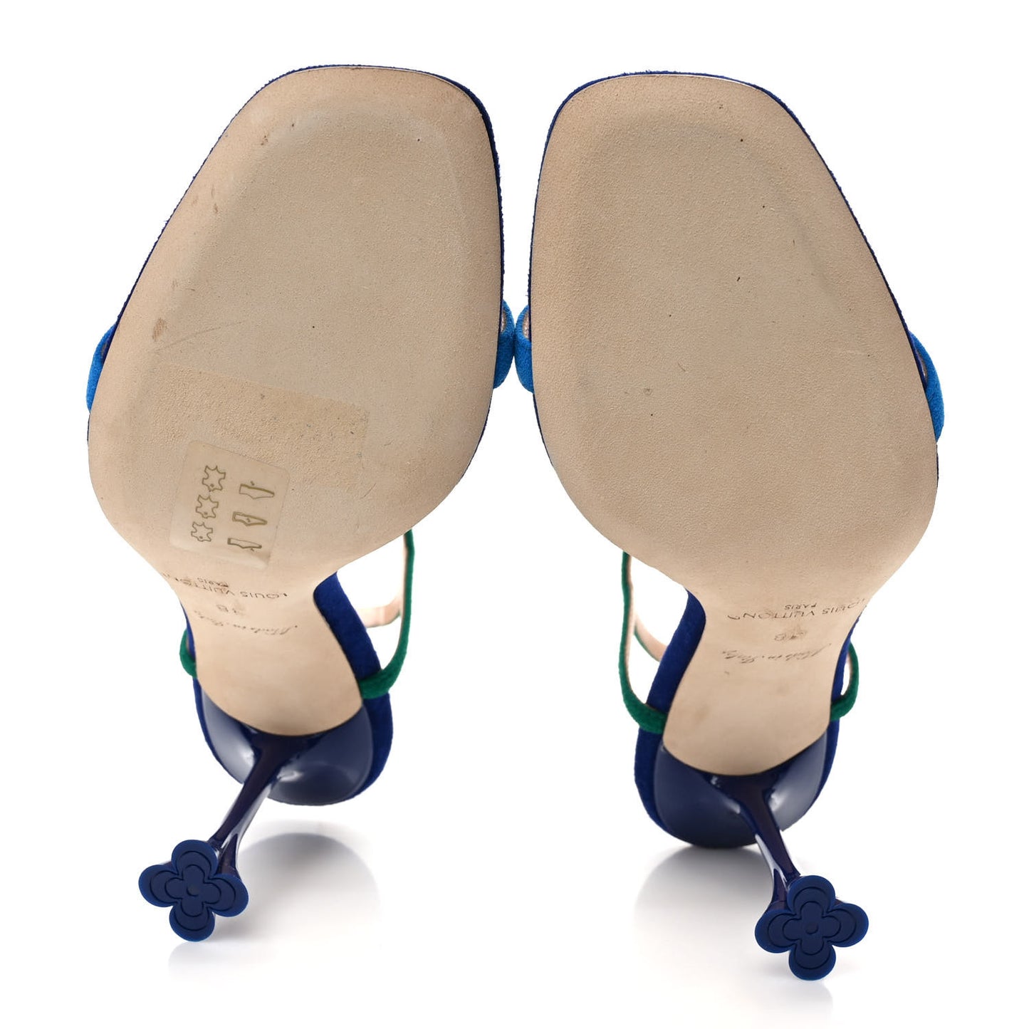 Suede Goatskin Blossom Sandals 38 Blue