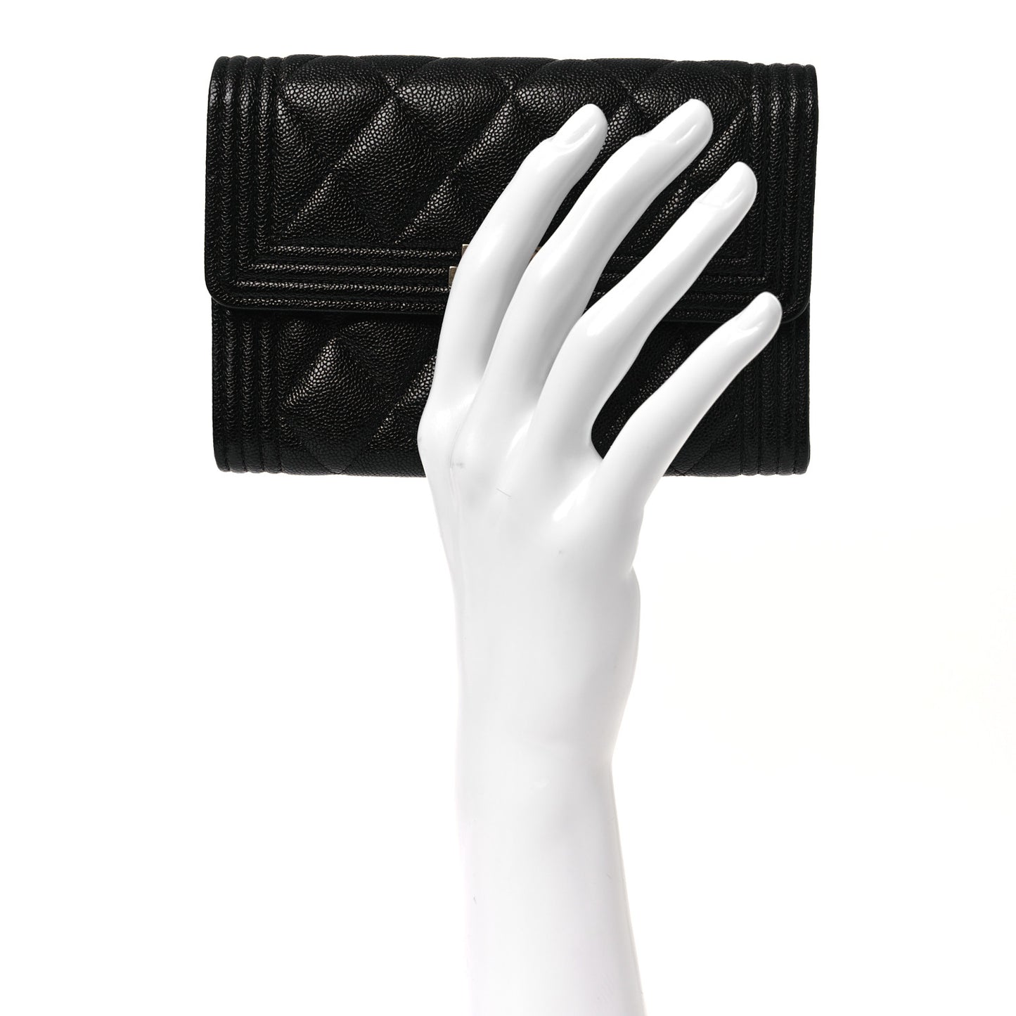 Caviar Quilted Medium Boy Flap Wallet Black