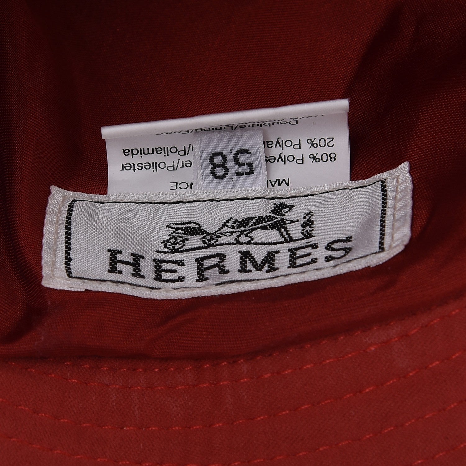 Hermes Polyester Nylon Marais Hat 58 Rouge 5 of 9