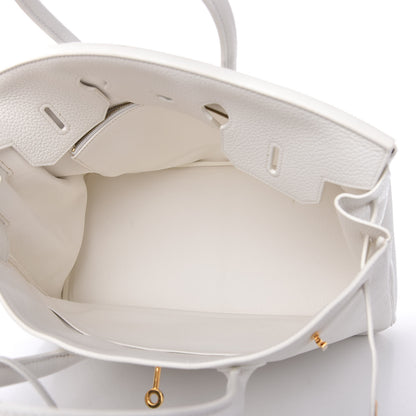 Hermes Taurillon Clemence Birkin 35 White 5 of 11