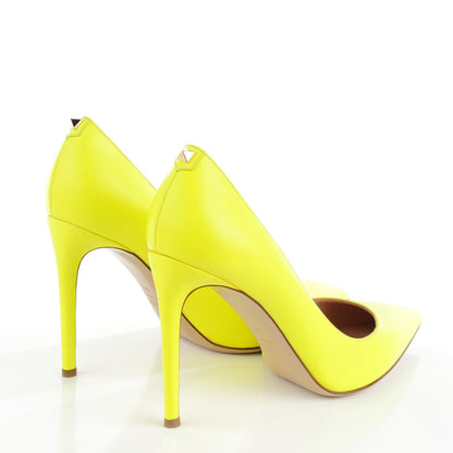 Valentino Garavani Matte Calfskin Rockstud New Plain 100mm Pumps 39 Yellow 4 of 8