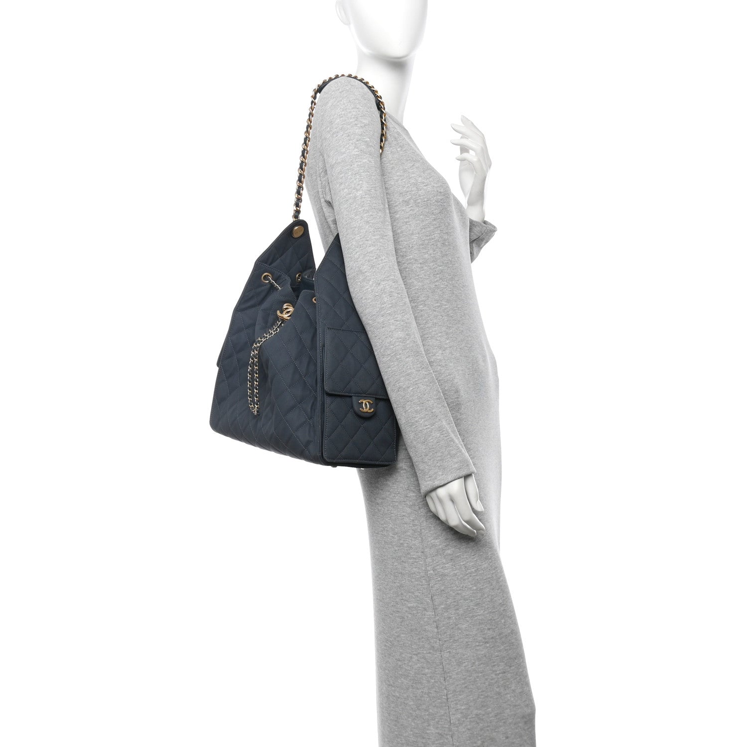 Chanel Canvas Quilted Medium Chanel 25 Handbag Dark Blue 2 of 14