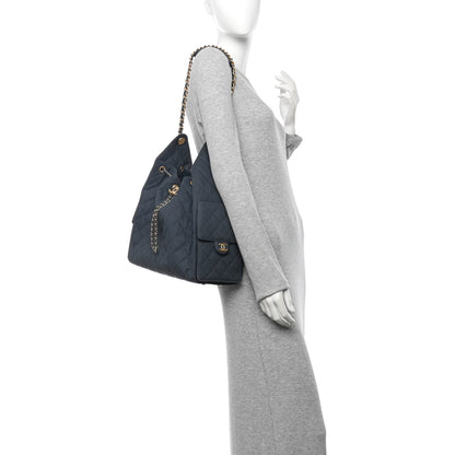 Chanel Canvas Quilted Medium Chanel 25 Handbag Dark Blue 2 of 14