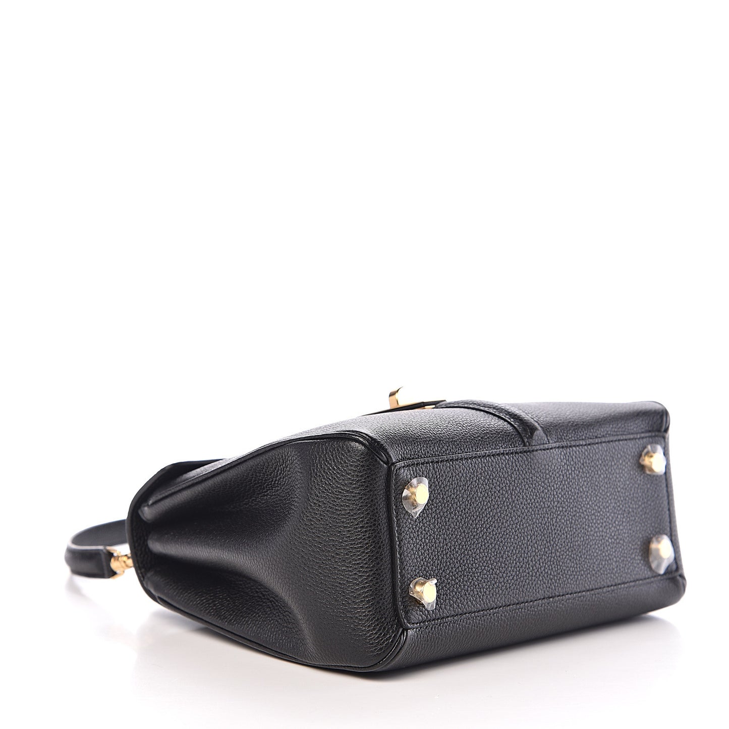 Grained Calfskin Small 16 Top Handle Bag Black