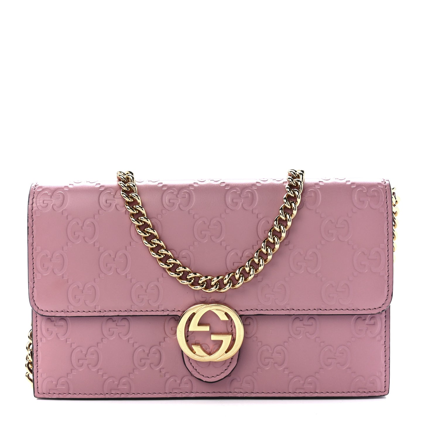Guccissima Icon Chain Wallet Carmine Rose