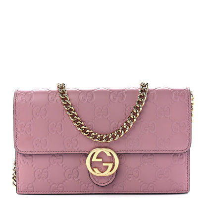 Gucci Guccissima Icon Chain Wallet Carmine Rose 1 of 10