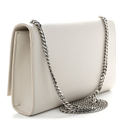 Saint Laurent Grain De Poudre Medium Classic Monogram Kate Satchel Icy White 3 of 12