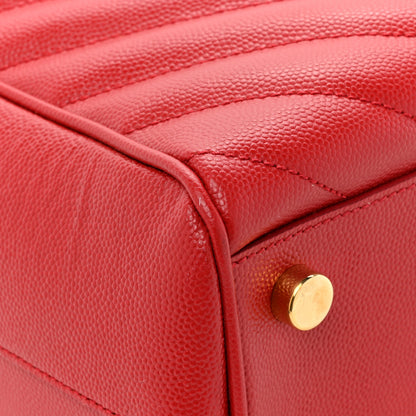 Saint Laurent Grain De Poudre Matelasse Chevron Monogram Shopping Bag Red 13 of 16