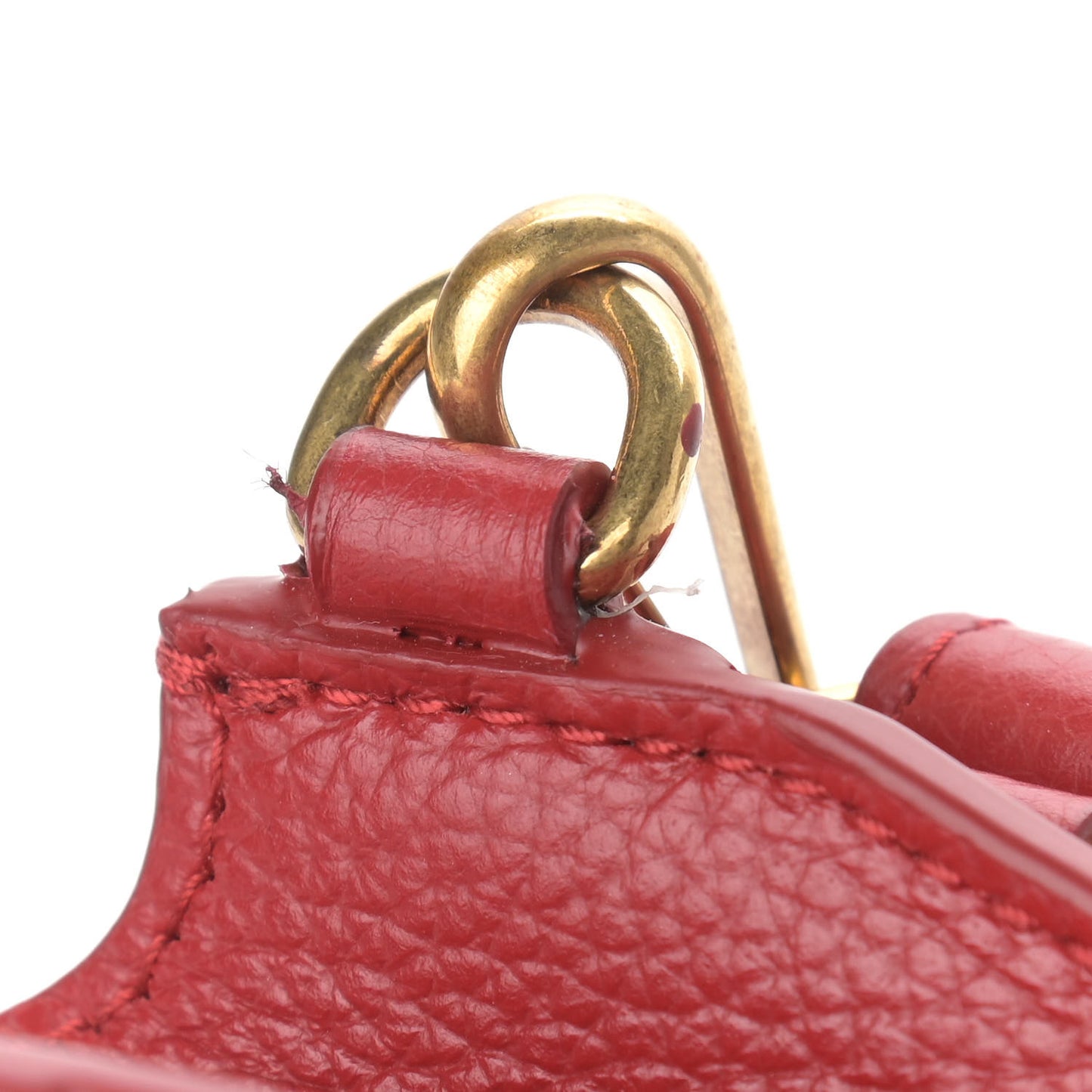Grained Calfskin Neo Classic Gold Hardware Nano City Crossbody Medium Red