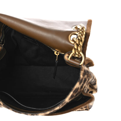 Saint Laurent Smooth Calfskin Canvas Leopard Print Medium Niki Chain Satchel Light Natural 5 of 10