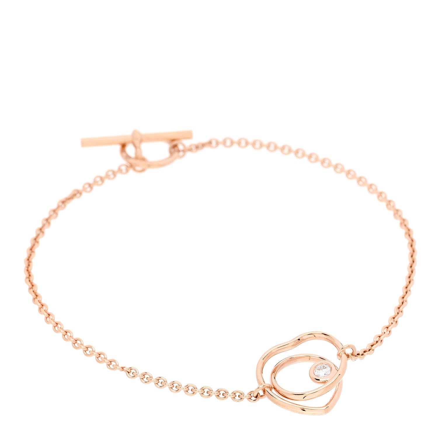 Hermes 18K Rose Gold Diamond TPM Vertige Coeur Bracelet ST 1 of 3