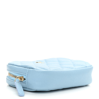 Chanel Caviar Quilted Small Curvy Pouch Cosmetic Case Light Blue 4 of 8
