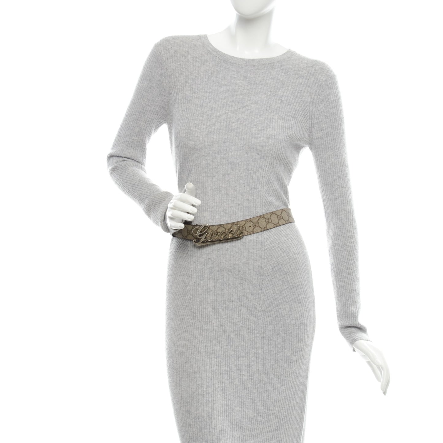 GG Plus Monogram Script Belt 95 38 Dark Brown