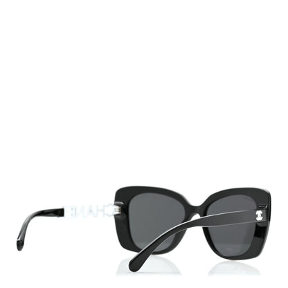 Chanel Acetate Strass Polarized Square Sunglasses 5422-B Black White 4 of 8