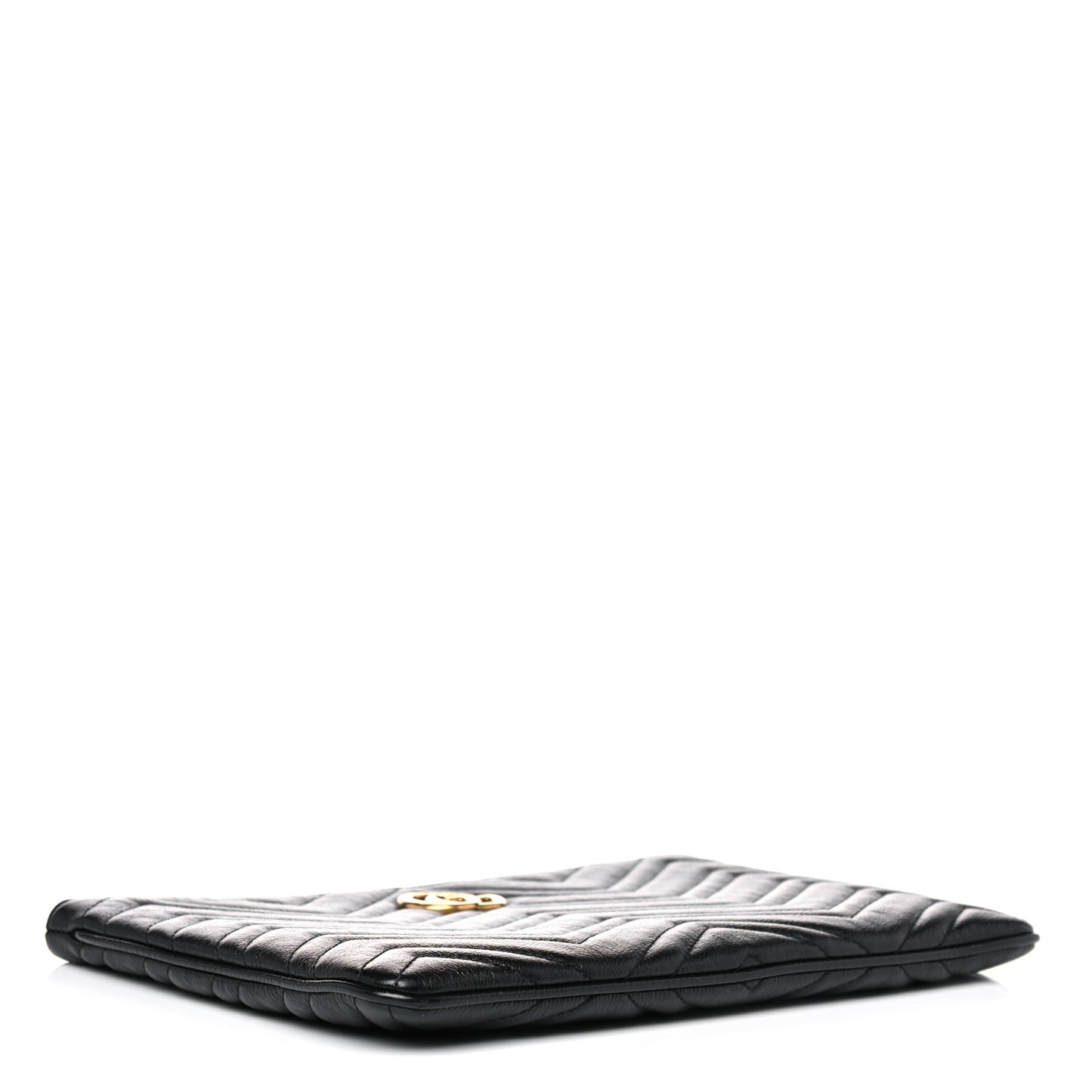 Azalea Calfskin Matelasse Heart GG Marmont Zip Pouch Black