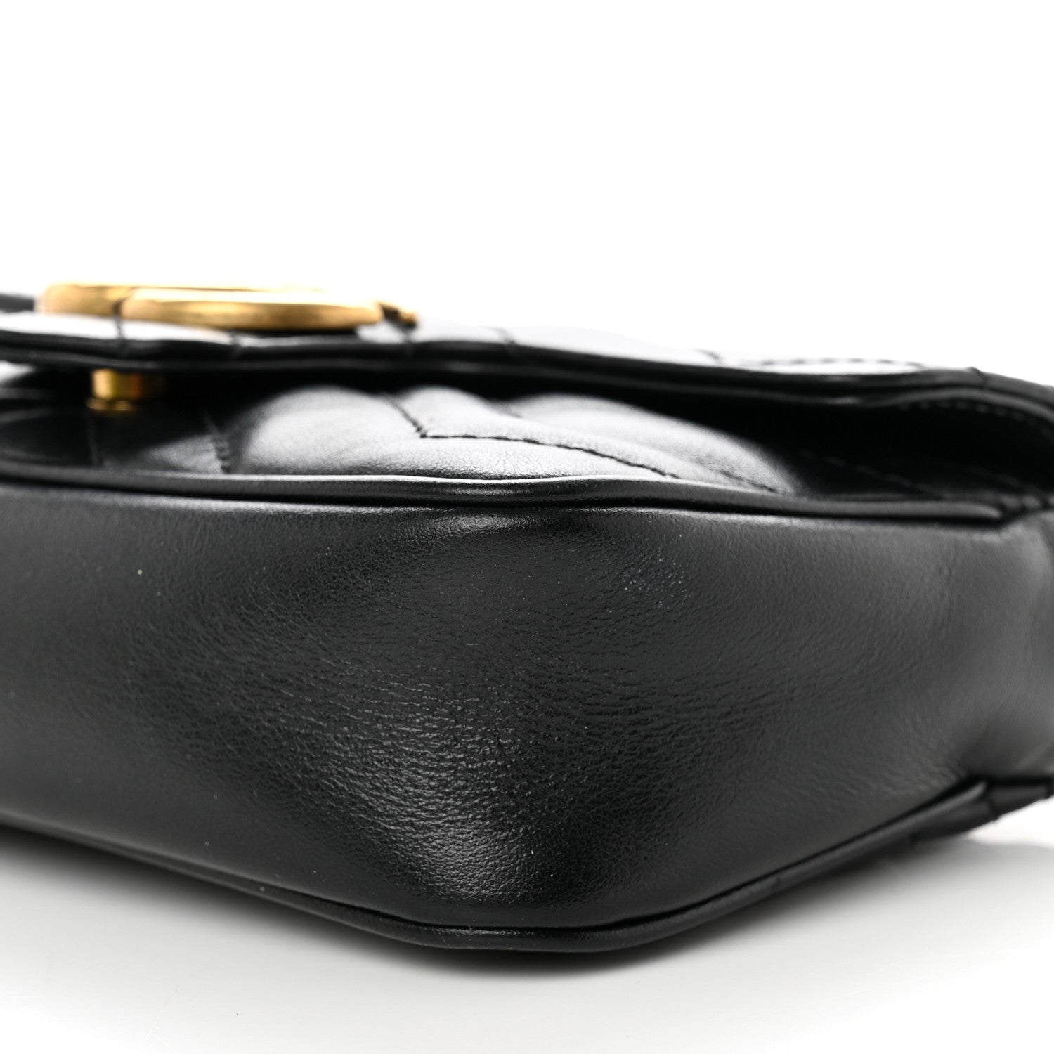 Gucci Calfskin Matelasse Super Mini GG Marmont Shoulder Bag Black 9 of 10