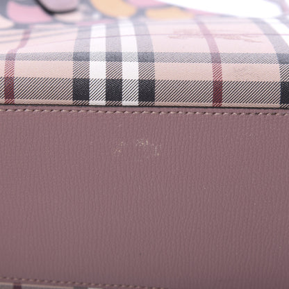 Burberry Grainy Calfskin Haymarket Check Graphic Print Medium Reversible Tote Pink 15 of 21