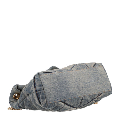 Saint Laurent Denim Quilted Small Loulou Puffer Monogram Chain Satchel Blue Cinnamon 4 of 10