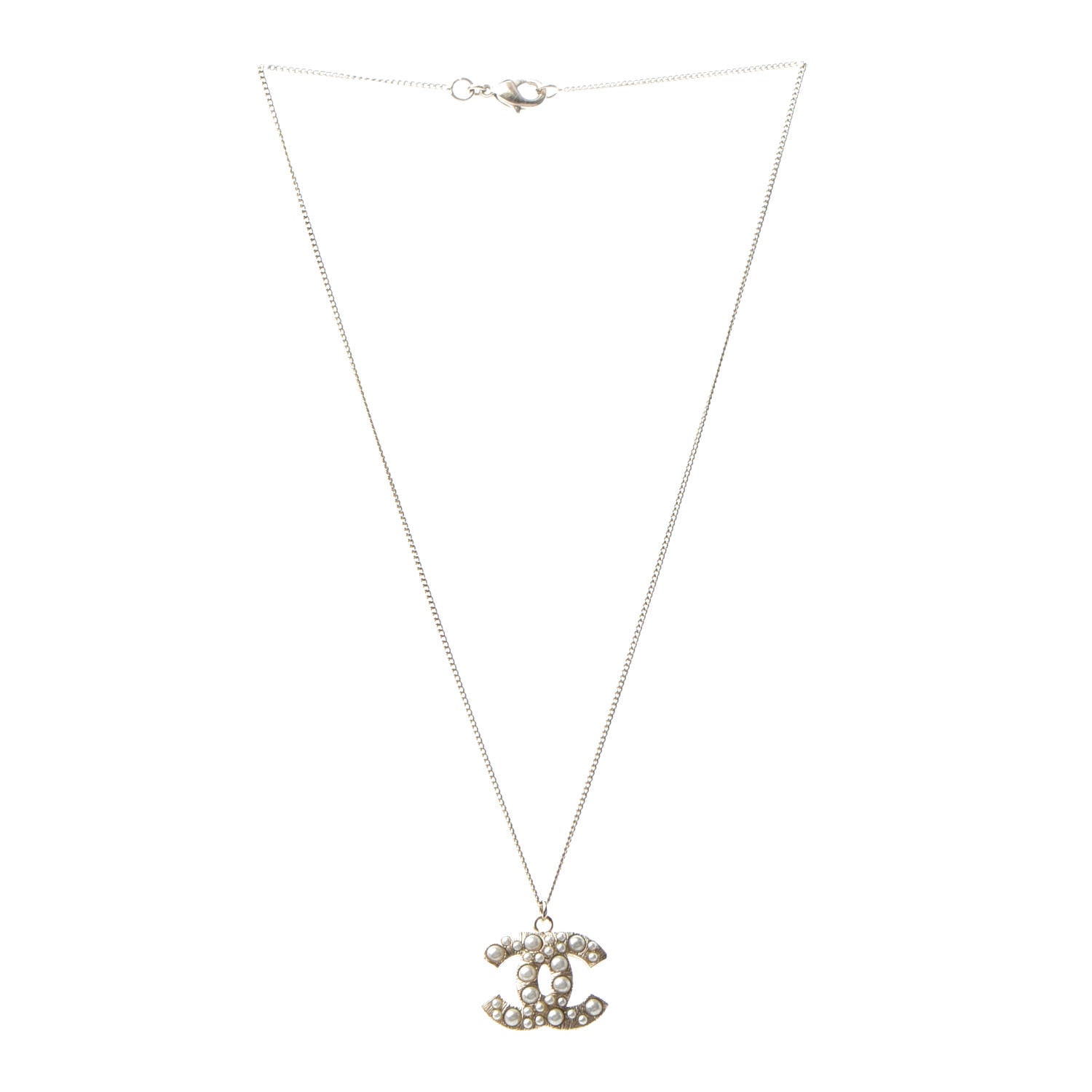 Chanel Pearl CC Pendant Necklace Gold 4 of 6
