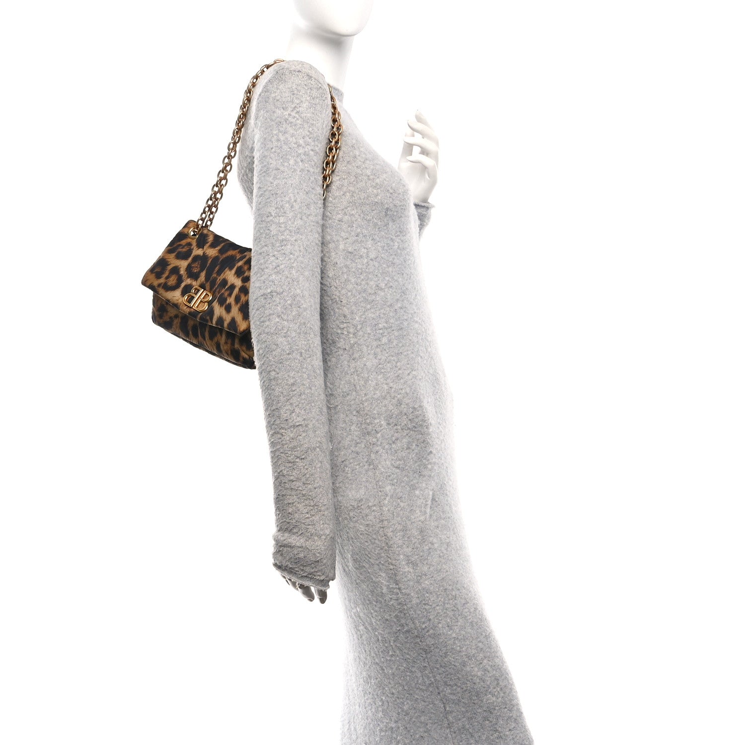 Balenciaga Nylon Monaco Mini Leopard Shoulder Bag Brown 2 of 9